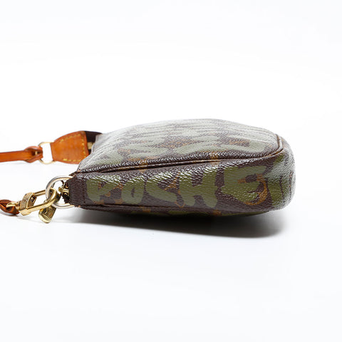 LOUIS VUITTON 2001 Monogram Graffiti Pochette Accessoires Handbag Brown WS20382