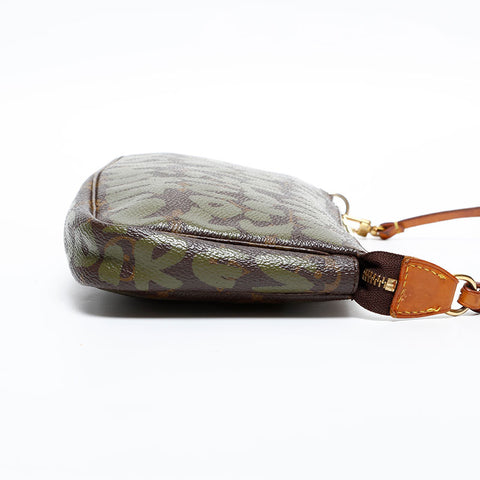 LOUIS VUITTON 2001 Monogram Graffiti Pochette Accessoires Handbag Brown WS20382