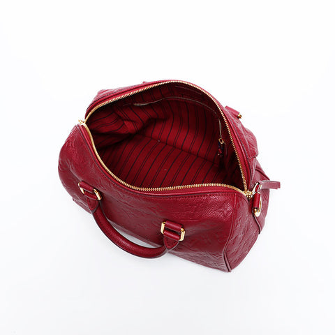 LOUIS VUITTON 2012 Speedy 25 Bandouliere Monogram Empreinte Handbag Red WS20385