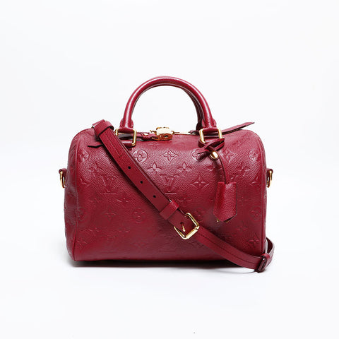 LOUIS VUITTON 2012 Speedy 25 Bandouliere Monogram Empreinte Handbag Red WS20385