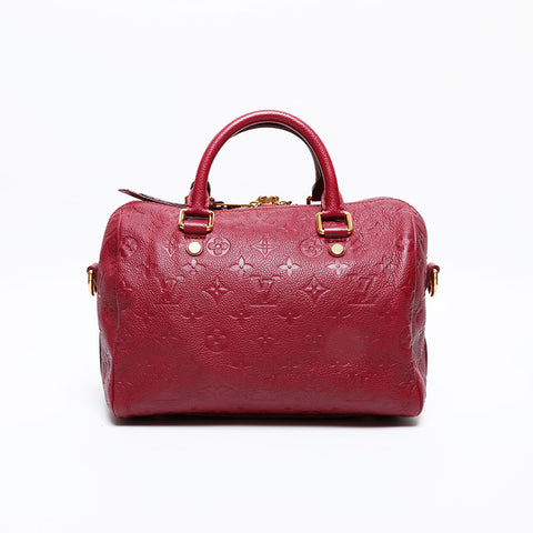 LOUIS VUITTON 2012 Speedy 25 Bandouliere Monogram Empreinte Handbag Red WS20385