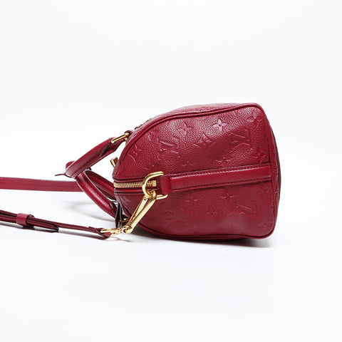 LOUIS VUITTON 2012 Speedy 25 Bandouliere Monogram Empreinte Handbag Red WS20385