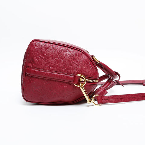 LOUIS VUITTON 2012 Speedy 25 Bandouliere Monogram Empreinte Handbag Red WS20385