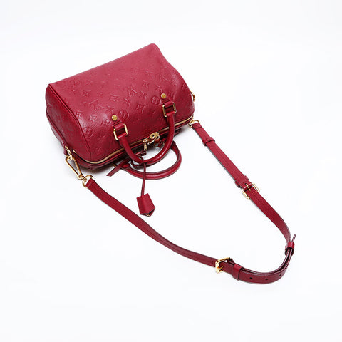 LOUIS VUITTON 2012 Speedy 25 Bandouliere Monogram Empreinte Handbag Red WS20385