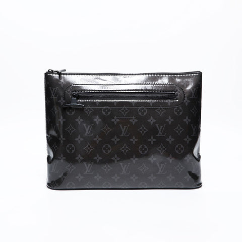 極美品 ルイ・ヴィトン LOUIS VUITTON 2018年製 モノグラム エクリプス グレーズ ポシェット コスモス クラッチバッグ ブラック WS20395