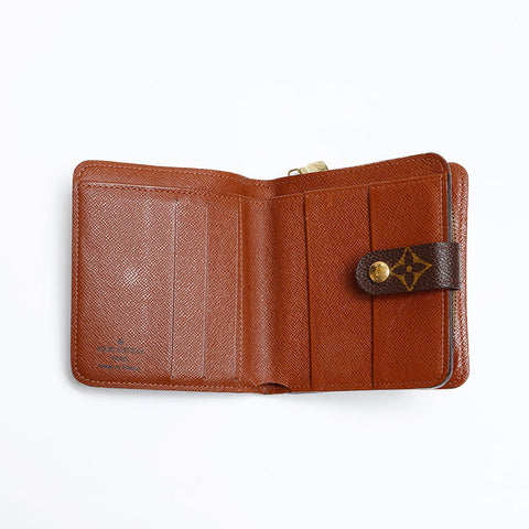 LOUIS VUITTON 2003 Monogram Compact Zip Bifold Wallet Brown WS20405