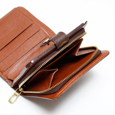 LOUIS VUITTON 2003 Monogram Compact Zip Bifold Wallet Brown WS20405