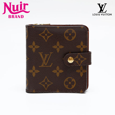 LOUIS VUITTON 2003 Monogram Compact Zip Bifold Wallet Brown WS20405