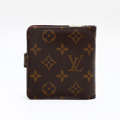 LOUIS VUITTON 2003 Monogram Compact Zip Bifold Wallet Brown WS20405