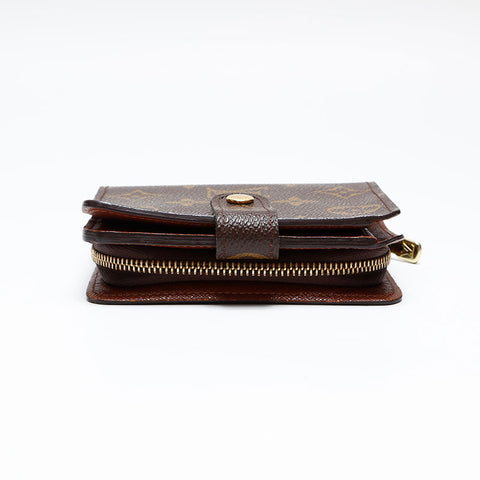 LOUIS VUITTON 2003 Monogram Compact Zip Bifold Wallet Brown WS20405