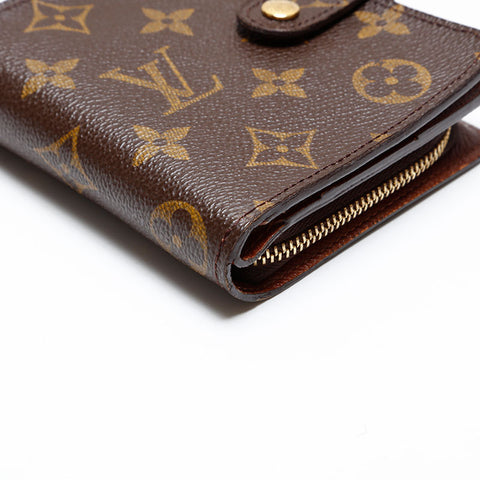 LOUIS VUITTON 2003 Monogram Compact Zip Bifold Wallet Brown WS20405