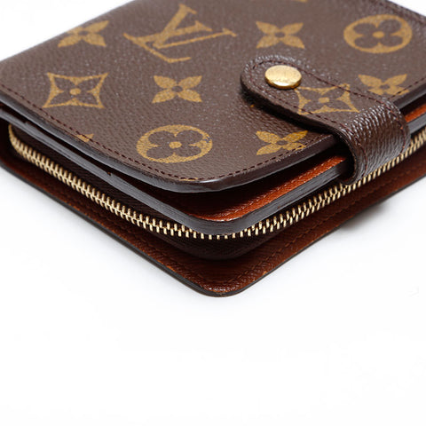 LOUIS VUITTON 2003 Monogram Compact Zip Bifold Wallet Brown WS20405