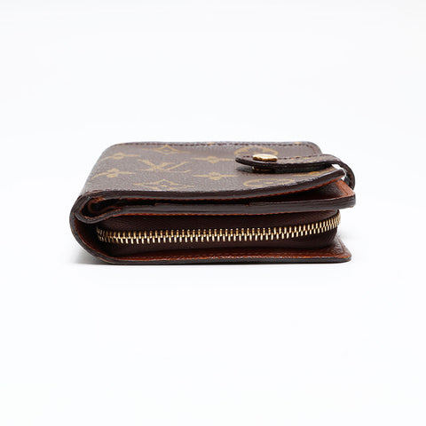 LOUIS VUITTON 2003 Monogram Compact Zip Bifold Wallet Brown WS20405