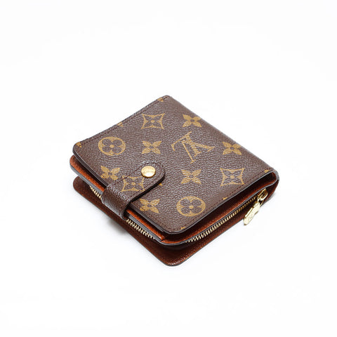 LOUIS VUITTON 2003 Monogram Compact Zip Bifold Wallet Brown WS20405