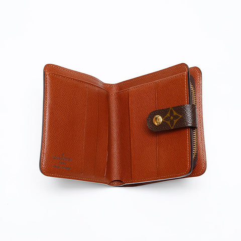 LOUIS VUITTON 2002 Monogram Compact Zip Bifold Wallet Brown WS20406
