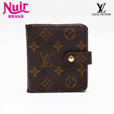 LOUIS VUITTON 2002 Monogram Compact Zip Bifold Wallet Brown WS20406