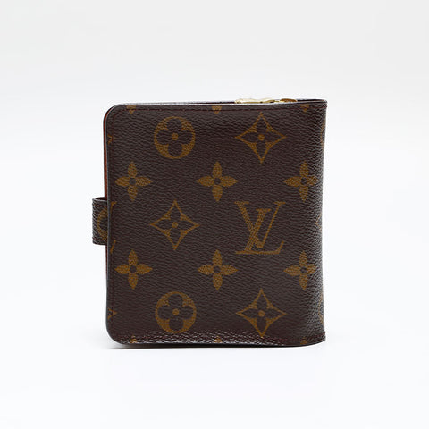 LOUIS VUITTON 2002 Monogram Compact Zip Bifold Wallet Brown WS20406
