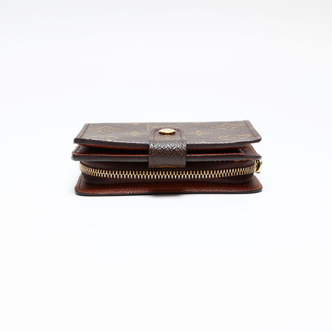 LOUIS VUITTON 2002 Monogram Compact Zip Bifold Wallet Brown WS20406