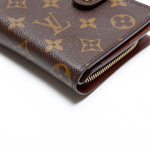 LOUIS VUITTON 2002 Monogram Compact Zip Bifold Wallet Brown WS20406