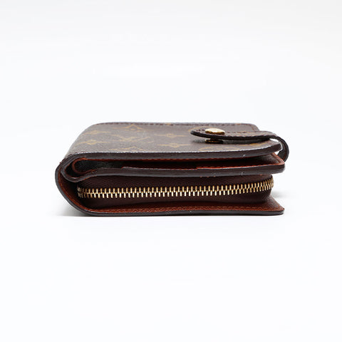 LOUIS VUITTON 2002 Monogram Compact Zip Bifold Wallet Brown WS20406