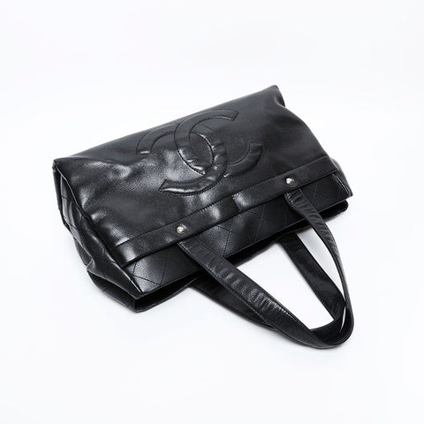 CHANEL No. 12 2008-2009 Deca COCO Mark Timeless Tote Bag black WS20409