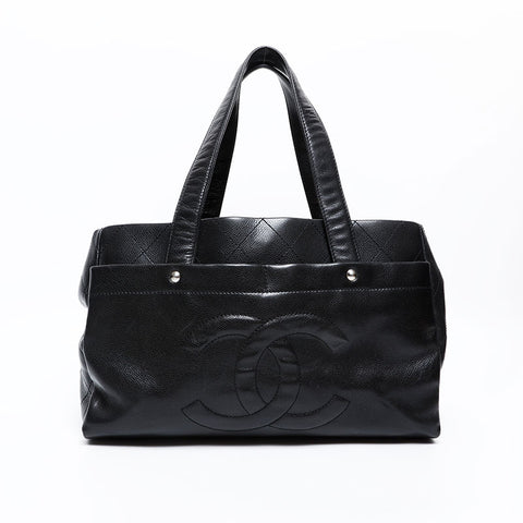 CHANEL No. 12 2008-2009 Deca COCO Mark Timeless Tote Bag black WS20409