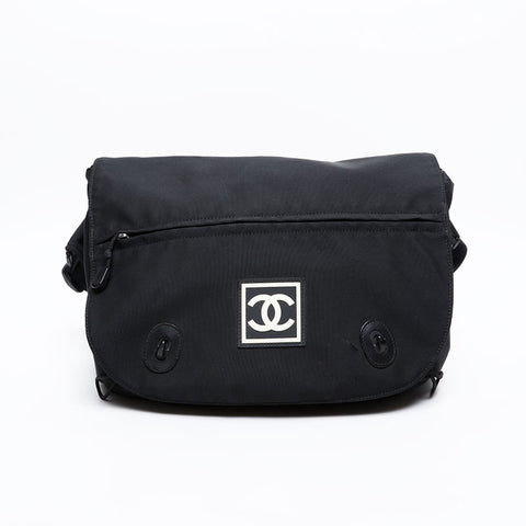 Chanel No.8 2003-2004运动系列可可标记肩袋黑色WS20412