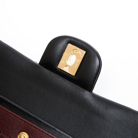 CHANEL 25th series 9.8"Matelasse Lambskin Double Flap 2018 Shoulder Bag black WS20414