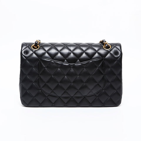 CHANEL 25th series 9.8"Matelasse Lambskin Double Flap 2018 Shoulder Bag black WS20414