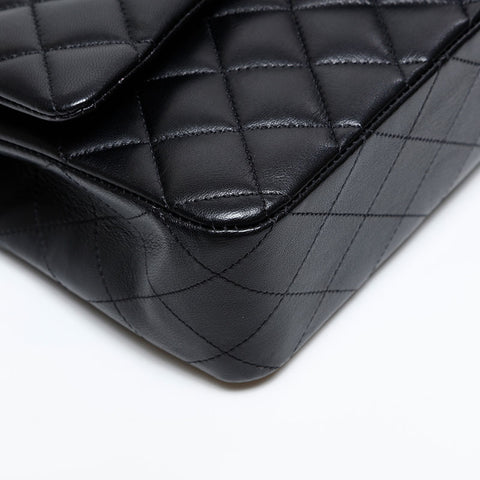 CHANEL 25th series 9.8"Matelasse Lambskin Double Flap 2018 Shoulder Bag black WS20414