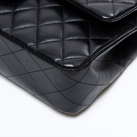 CHANEL 25th series 9.8"Matelasse Lambskin Double Flap 2018 Shoulder Bag black WS20414
