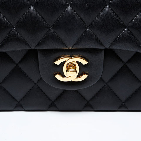 CHANEL 25th series 9.8"Matelasse Lambskin Double Flap 2018 Shoulder Bag black WS20414
