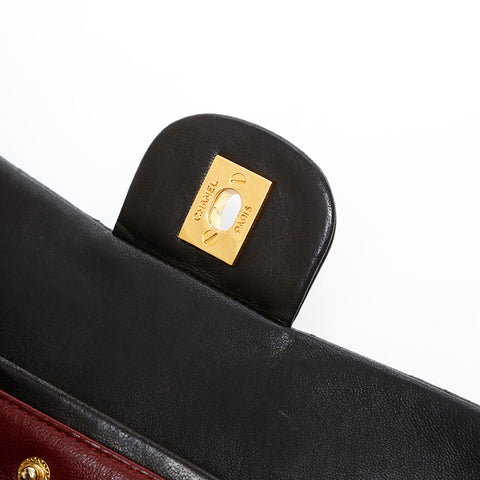 CHANEL No. 2 1991-1994 Lambskin Matelasse 9.8" Double Flap Shoulder Bag black WS20415