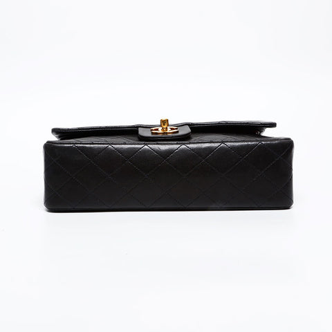 CHANEL No. 2 1991-1994 Lambskin Matelasse 9.8" Double Flap Shoulder Bag black WS20415