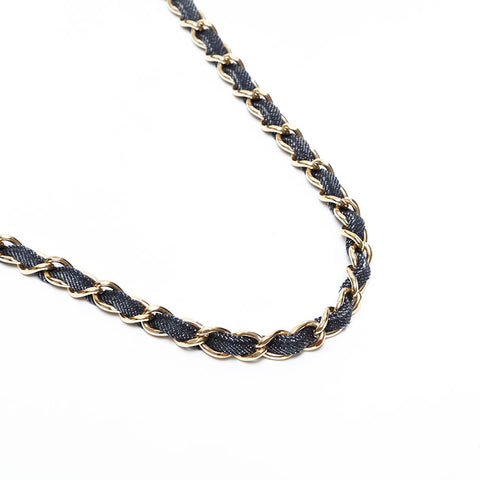 CHANEL 10th Series Denim 2005-2006 Denim Chain Shoulder Bag Navy WS20416