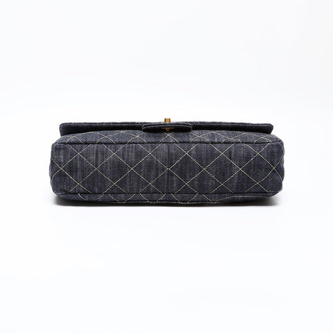 CHANEL 10th Series Denim 2005-2006 Denim Chain Shoulder Bag Navy WS20416