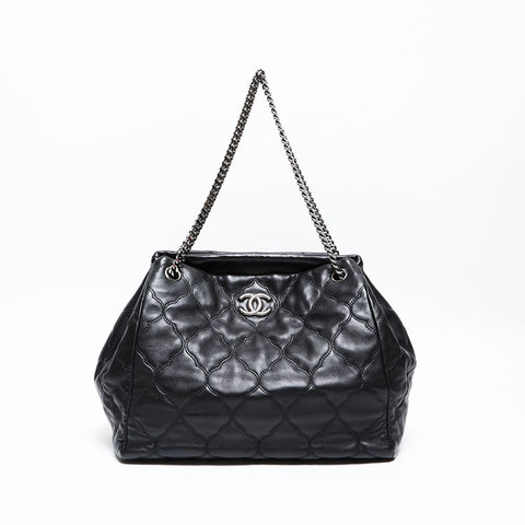 CHANEL No. 12 2008-2009 Lambskin Chain Shoulder Bag black WS20417