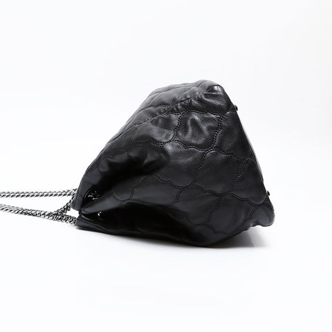 CHANEL No. 12 2008-2009 Lambskin Chain Shoulder Bag black WS20417