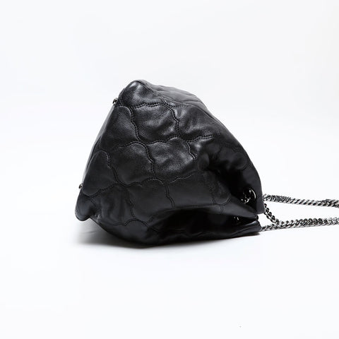 CHANEL No. 12 2008-2009 Lambskin Chain Shoulder Bag black WS20417