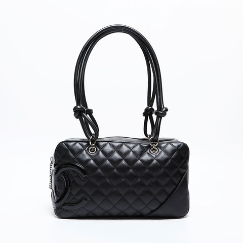 CHANEL No. 12 2008-2009 Lambskin Cambon Bowling Bag Shoulder Bag black WS20418