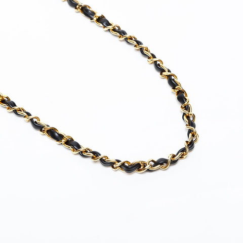 極美品 シャネル CHANEL 1番台 1989-1991 ラムスキン ココマーク フリンジ チェーン ショルダーバッグ  ブラック WS20419