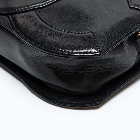 CHANEL No. 1 1989-1991 Lambskin COCO Mark Fringe Chain Shoulder Bag black WS20419