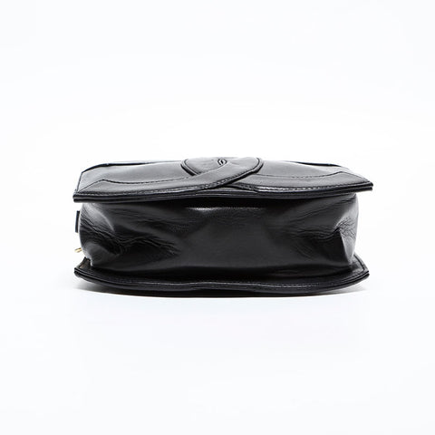 CHANEL No. 1 1989-1991 Lambskin COCO Mark Fringe Chain Shoulder Bag black WS20419