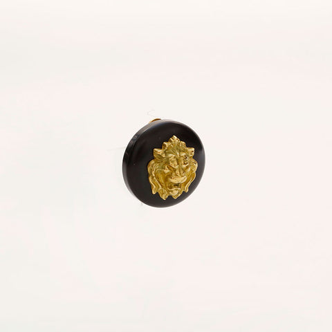 CHANEL 94A COCO Mark Round Earring Black Gold WS20434