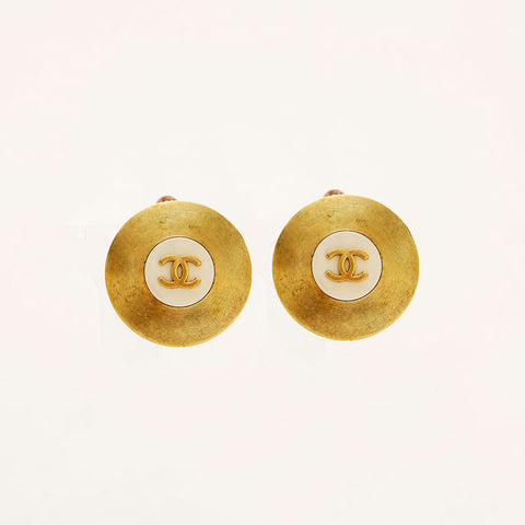 Chanel 94p Coco Mark Round Ohrring Weißgold WS20439
