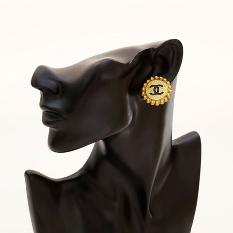 CHANEL 94A COCO Mark Round Earring gold WS20440
