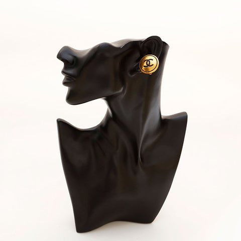CHANEL 93A COCO Mark Round Earring gold WS20441
