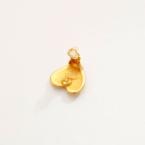 CHANEL 95P COCO Mark Heart Earring gold WS20443