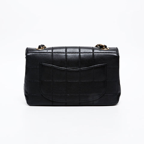 CHANEL No. 7 2002-2003 Chocolate Bar Chain Shoulder Bag black WS20445