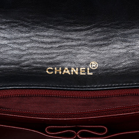 CHANEL No. 1 1989-1991 Lambskin Full Flap Matelasse Shoulder Bag black WS20446